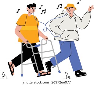 Enjoying Music Together illustration for web app infographic etc