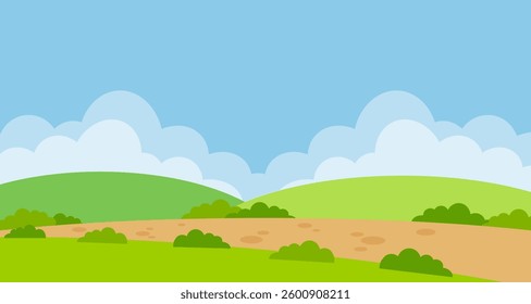 Enjoying park landscape scene illustration background with blank space area. Suitable for poster, banner, greeting card.
