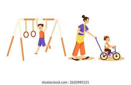 Enjoying Playtime Fun Children Engaging in Various Outdoor Activities and Exploring Nature