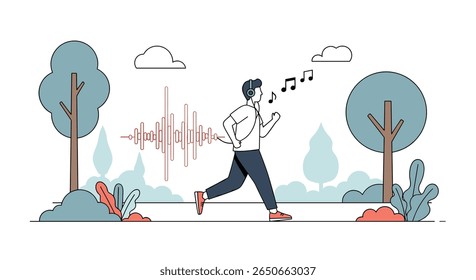 Enjoying the sounds of nature while jogging through a peaceful park with a companion