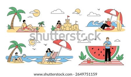 Enjoying summer beach activities with family and friends under the tropical sun