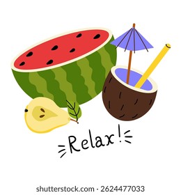 Enjoying summer fruits with refreshing drinks and tropical vibes