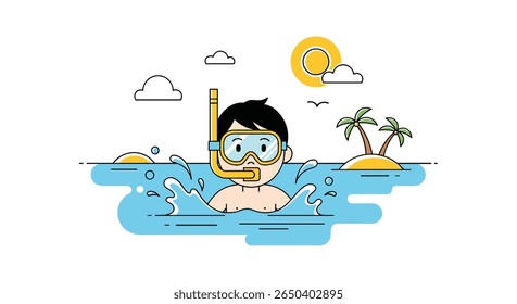 Enjoying a tropical vacation swimming and snorkeling adventure under the sun