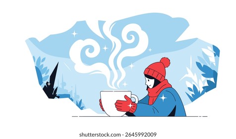 Enjoying Warmth on a Cold Day Hot Beverage