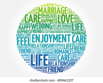 Enjoyment circle word cloud collage concept