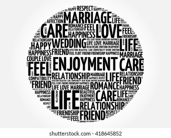 Enjoyment circle word cloud collage concept