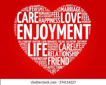 Enjoyment concept heart word cloud