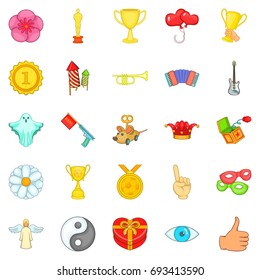 Enjoyment icons set. Cartoon set of 25 enjoyment vector icons for web isolated on white background