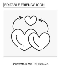  Enjoyment line icon. Spend time together. Empathy. Love relationship. Friends line icon. Isolated vector illustration.Editable stroke