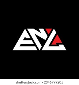 ENL triangle letter logo design with triangle shape. ENL triangle logo design monogram. ENL triangle vector logo template with red color. ENL triangular logo Simple, Elegant, and Luxurious design.
