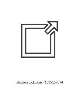 Enlarge arrow line icon. linear style sign for mobile concept and web design. Exit from angle arrow outline vector icon. Symbol, logo illustration. Pixel perfect vector graphics