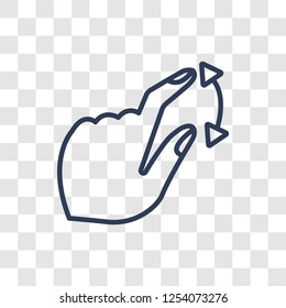Enlarge gesture icon. Trendy linear Enlarge gesture logo concept on transparent background from Hands collection