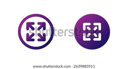 Enlarge Grid Icon Set. A purple gradient icon resembling a grid layout, symbolizing the option to enlarge or expand views in applications.