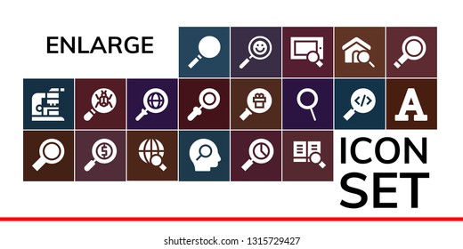 enlarge icon set. 19 filled enlarge icons.  Simple modern icons about  - Loupe, Microscope, Search, Magnifying glass, Zoom, Font