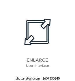 Enlarge icon. Thin linear enlarge outline icon isolated on white background from user interface collection. Line vector sign, symbol for web and mobile
