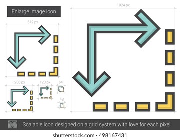 Enlarge image vector line icon isolated on white background. Enlarge image line icon for infographic, website or app. Scalable icon designed on a grid system.