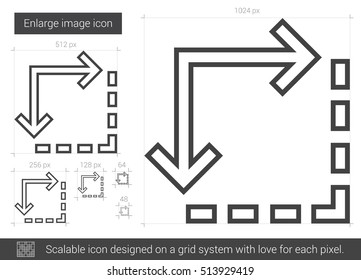 Enlarge image vector line icon isolated on white background. Enlarge image line icon for infographic, website or app. Scalable icon designed on a grid system.