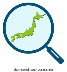 Ampliar el mapa japonés con un sonido. Ilustración vectorial.