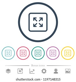 Enlarge object flat color icons in round outlines. 6 bonus icons included.