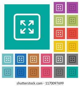 Enlarge object multi colored flat icons on plain square backgrounds. Included white and darker icon variations for hover or active effects.
