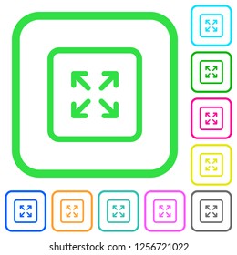 Enlarge object vivid colored flat icons in curved borders on white background
