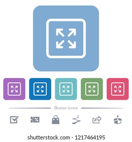 Enlarge object white flat icons on color rounded square backgrounds. 6 bonus icons included