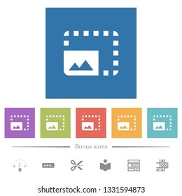 Enlarge photo flat white icons in square backgrounds. 6 bonus icons included.