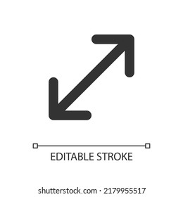 Enlarge pixel perfect linear ui icon. Scaling player window. Gesture on touch screen. Zoom in. GUI, UX design. Outline isolated user interface element for app and web. Editable stroke. Arial font used