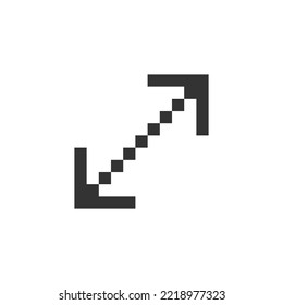 Enlarge pixelated ui icon. Scaling player window. Gesture on touch screen area. Editable 8bit graphic element. Outline isolated vector user interface image for web, mobile app. Retro style