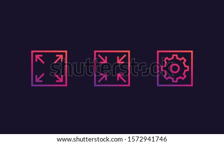 enlarge, reduce and settings icons, line