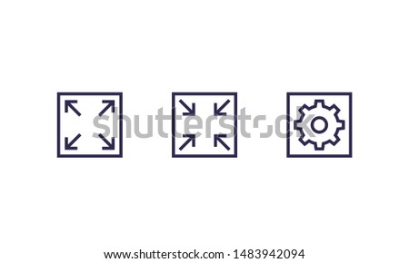 enlarge, reduce and settings, line icons
