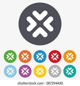 Enlarge or resize icon. Full Screen extend symbol. Circle colourful buttons.