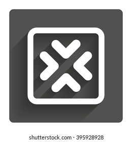 Enlarge or resize icon. Full Screen extend symbol. Gray flat square button with shadow. Modern UI website navigation.