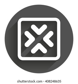 Enlarge or resize icon. Full Screen extend symbol. Circle flat button with shadow. Modern UI website navigation.