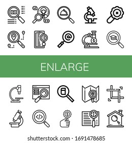Vergrößern Sie den Satz einfacher Symbole. Enthält Symbole wie Suche, Mikroskop, Suche, Erweiterung, kann für Web, Handy und Logo verwendet werden