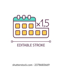 Enlarge time interval RGB color icon. Change deadline date. Deferment of customer payment. Isolated vector illustration. Simple filled line drawing. Editable stroke. Arial font used