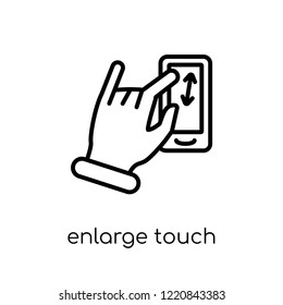enlarge touch screen gesture icon. Trendy modern flat linear vector enlarge touch screen gesture icon on white background from thin line Hands and guestures collection, outline vector illustration