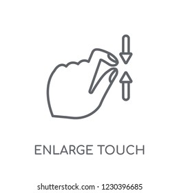 Enlarge touch screen gesture linear icon. Modern outline Enlarge touch screen gesture logo concept on white background from Hands collection. Suitable for use on web apps, mobile apps and print media.
