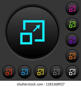 Enlarge window dark push buttons with vivid color icons on dark grey background