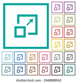 Enlarge window flat color icons with quadrant frames on white background