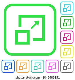 Enlarge window vivid colored flat icons in curved borders on white background