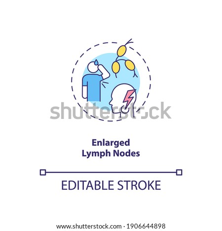 Enlarged lymph nodes concept icon. CFS symptom idea thin line illustration. Painless lump in neck. Feeling tired without reason. Vector isolated outline RGB color drawing. Editable stroke