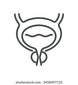 Enlarged Prostate Icon. Line Illustration of a Prostate Gland, Symbolizing Benign Prostatic Hyperplasia (BPH) and Men's Health Issues. For Medical Education and Healthcare. Isolated Vector Sign.