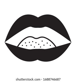 enlarged or swollen tongue concept, Allergic reaction on white background, Sore Throat with Swollen Glands Coronavirus infection vector icon design