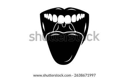 enlarged tonsils, black isolated silhouette
