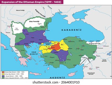 Enlargement of the Ottoman Empire (1299 - 1402) Map