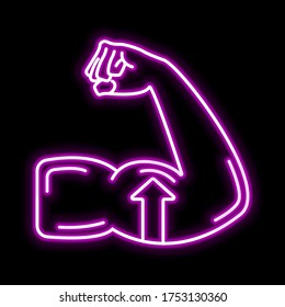Enlarging muscle icon. Glowing sign logo vector