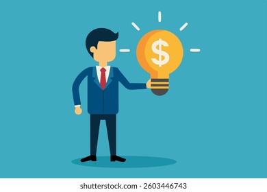 Enlighten money idea, investment and savings with high profit, business idea to make money or profit, innovation or creativity concept,