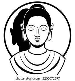 Enlightened Buddha, meditating face, Buddha Purnima, Vesak Day, peaceful smiling buddha.