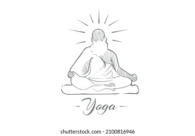 Enlightened Yoga Gurus ketch hand drawn 